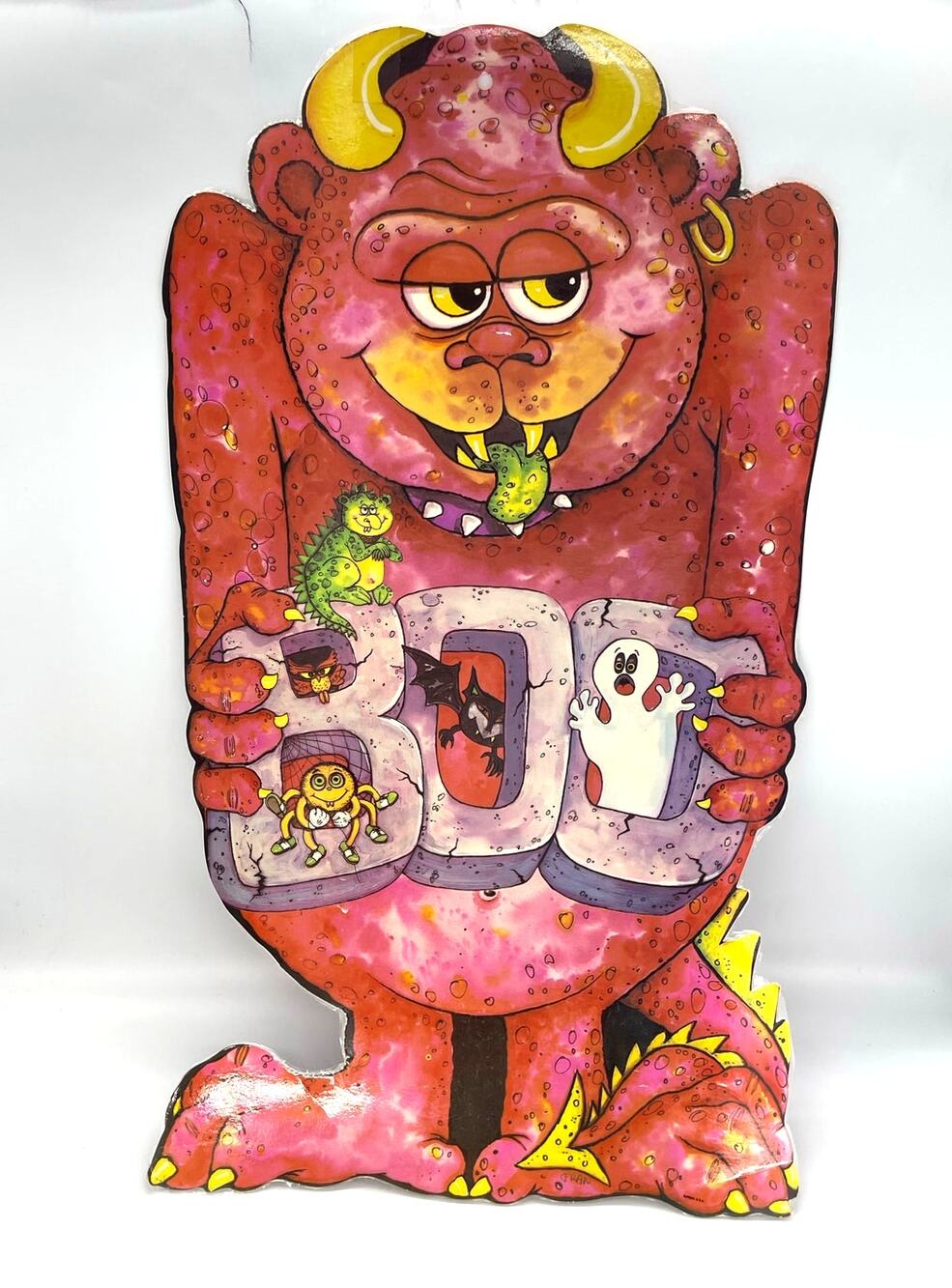 Vintage Eureka USA Halloween Die Cut Monster & Boo Sign Double Sided 22.5"x12.5"